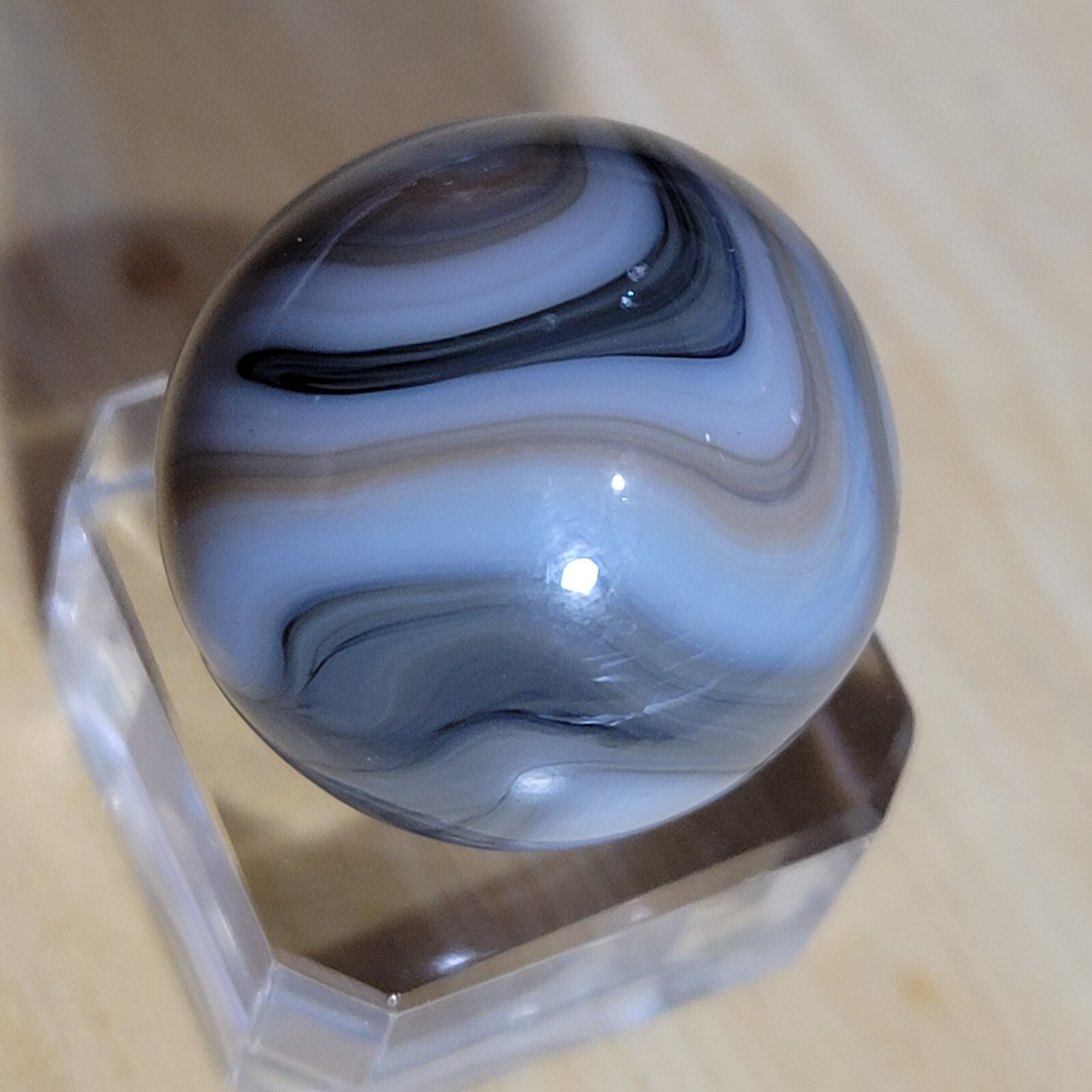 POLISHED MINT ! VHTF VINTAGE ALLEY AGATE / WV SWIRL BOULDER SIZED .917″ 2B/09