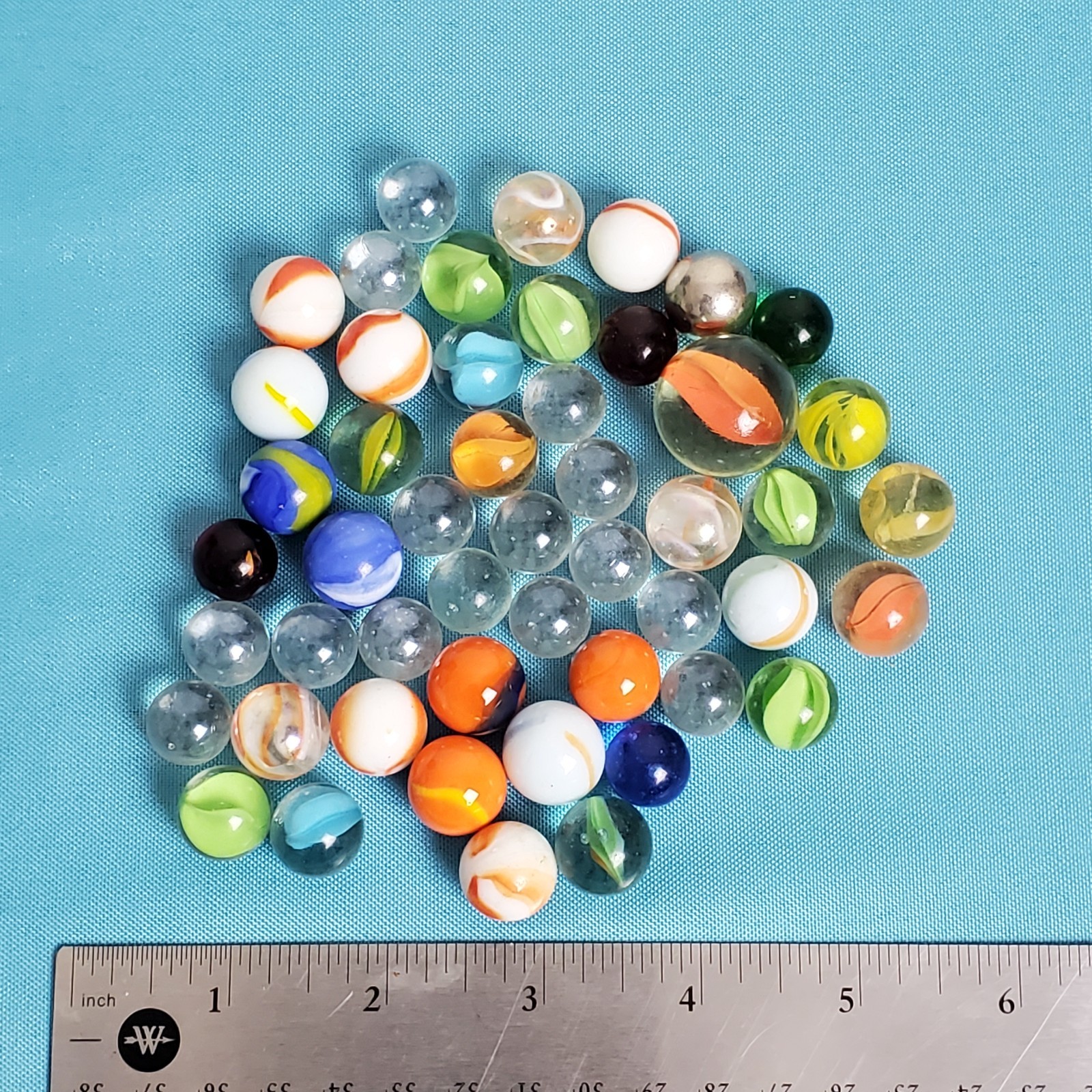 Vintage Estate Lot Of Old Collectible Glass marbles 50 Pcs.