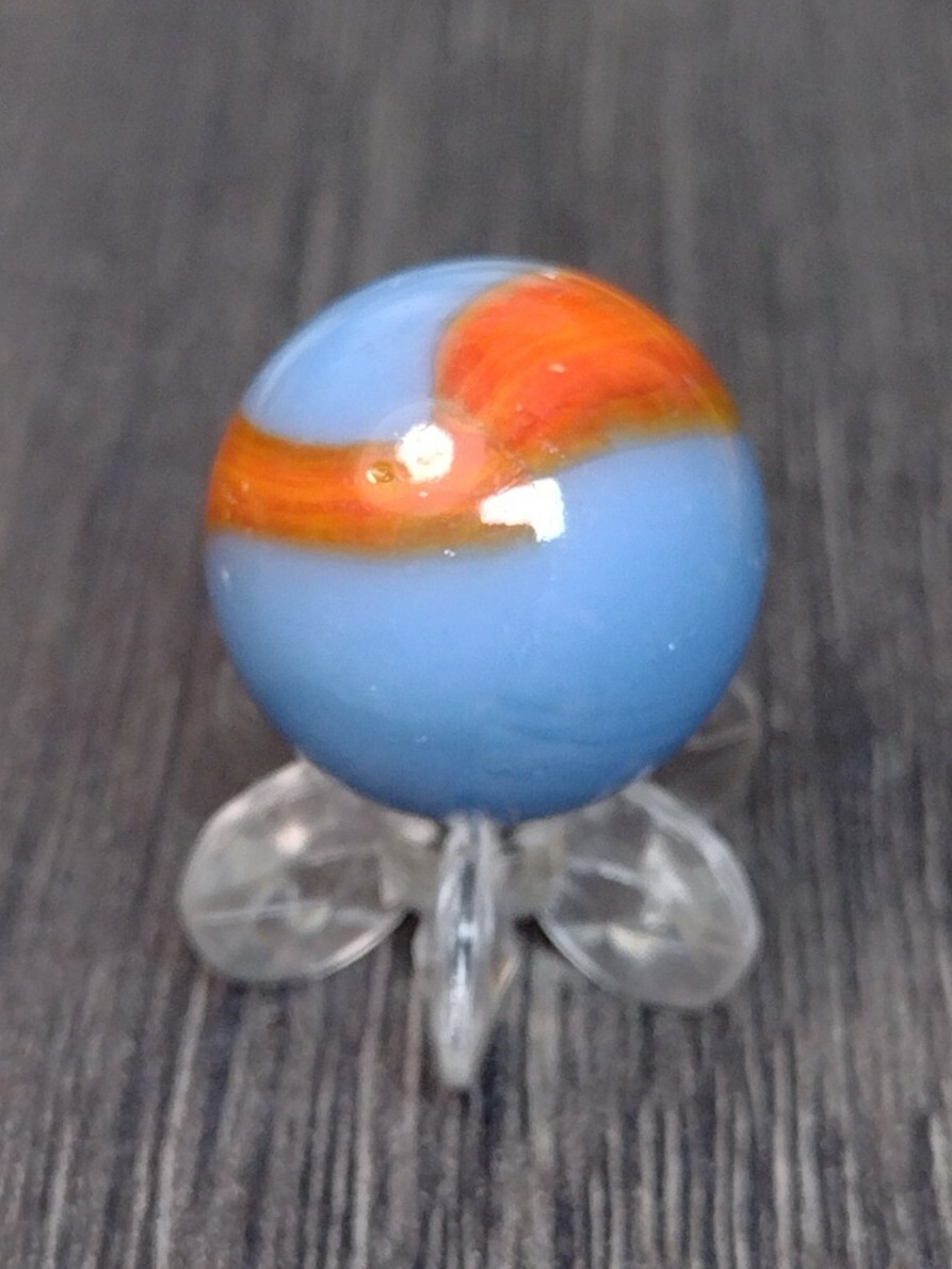 ROBIN BLUE & ORANGE PELTIER RAINBO Ribbon Patch Old Toys VINTAGE Marbles .60″