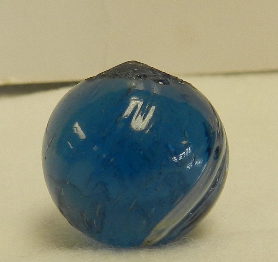 #20085m Vintage German Handmade Blue Glass Swirl Marble .75 Inches *Mint*