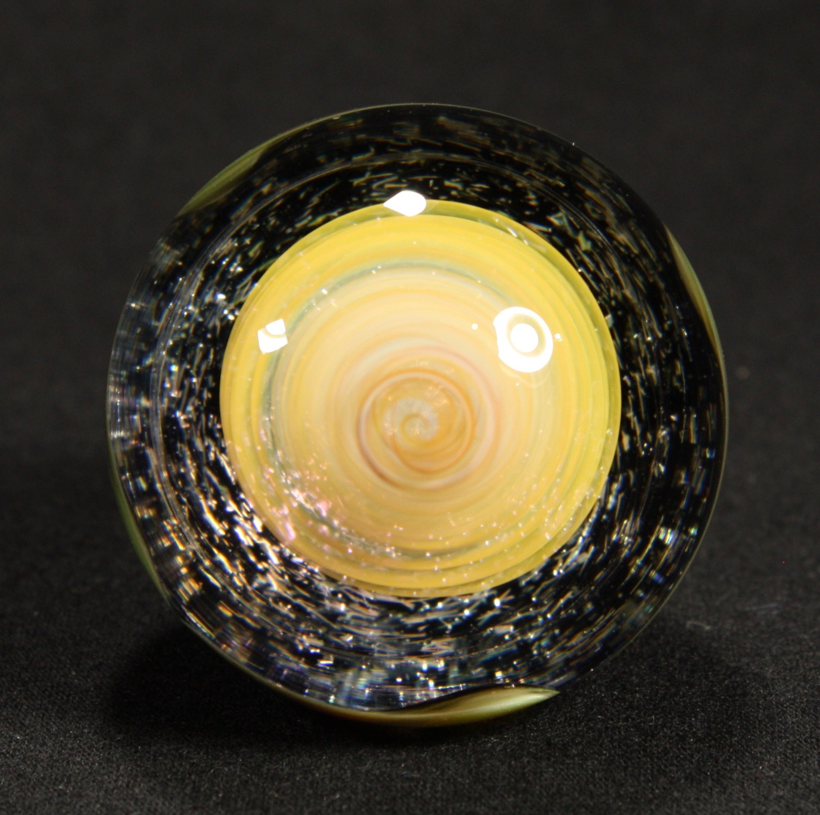 Juba Glass Handmade Marble 1.60″ Boro Lampwork Art 24K Gold and Silver Fume