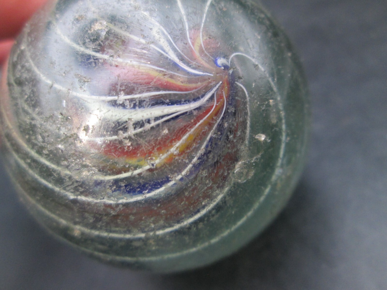 Antique Latticino Candy Swirl Glass Large Marble 2” #4