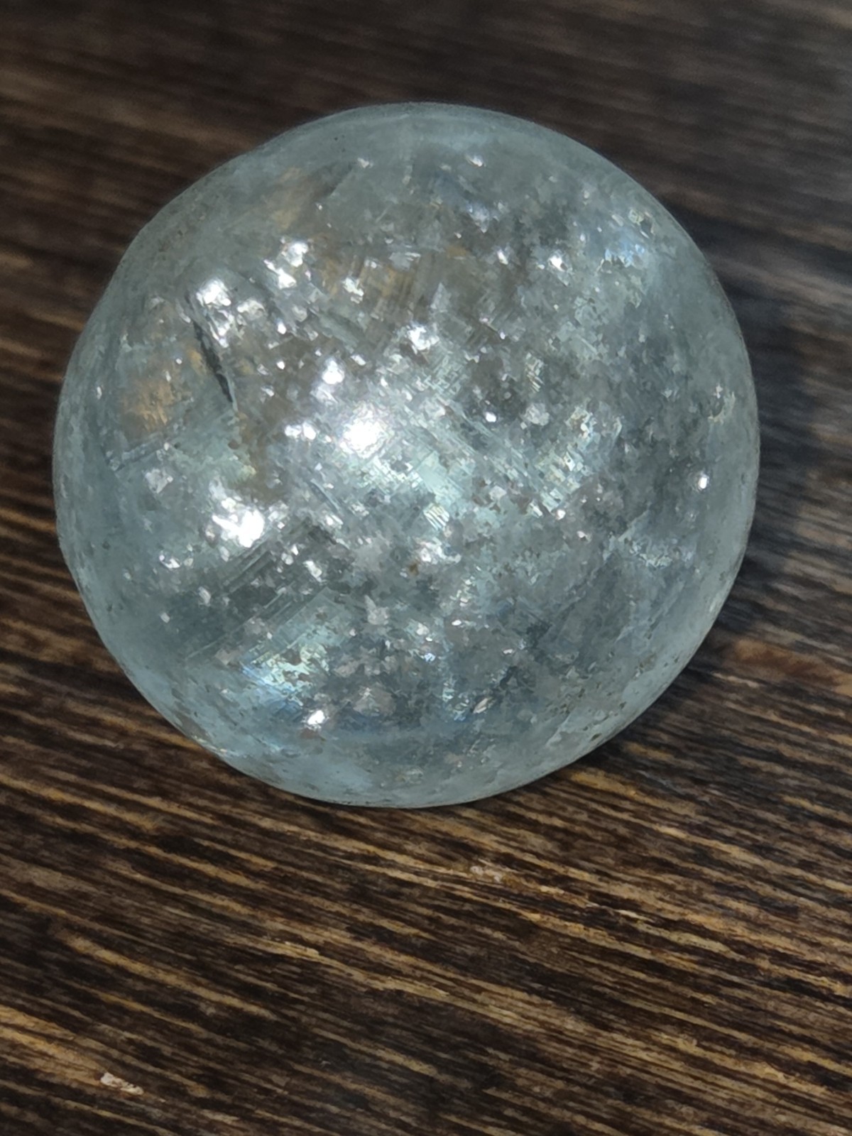 .91″ Vintage German Handmade Mica Marble Clear