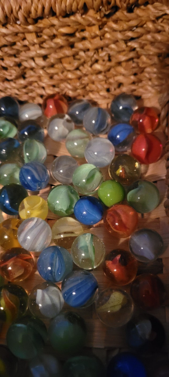Large Lot of Vintage Marbles Clear with Colorful Insides Light Dark Decorative