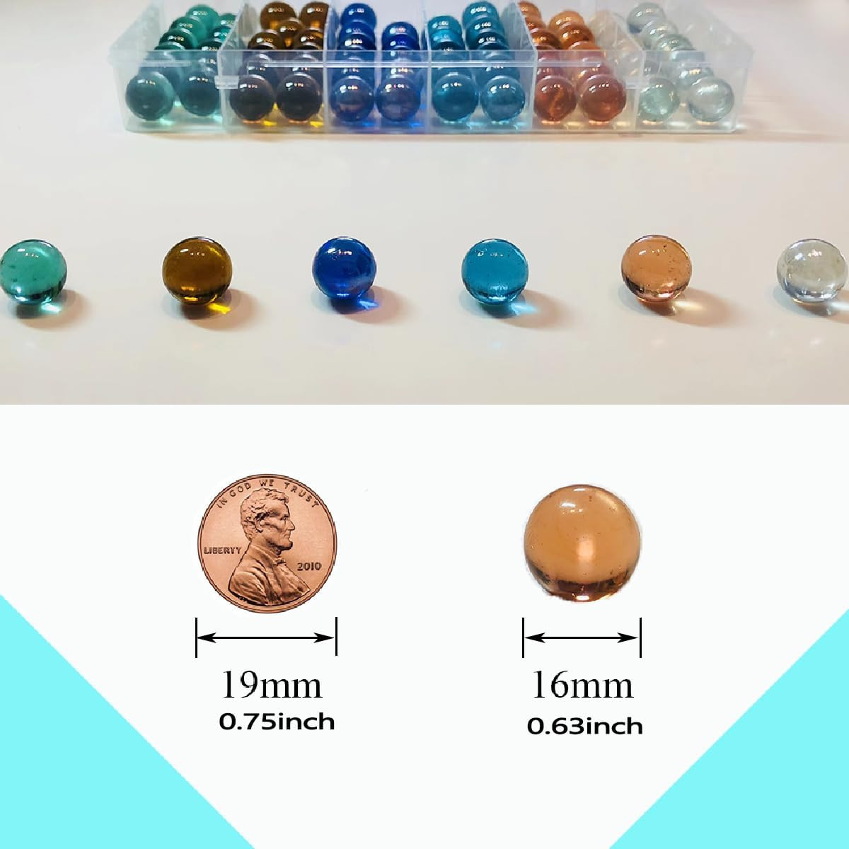 72 PCS Marbles for Kids, 6 Colors Glass Marbles Bulk for Marble Games Marble Run