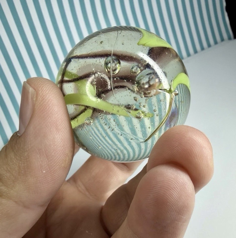 Vacor Commando Wire Pull Slag Marble ~1.9″ Toe Breaker Huge Mint Glass Marbles