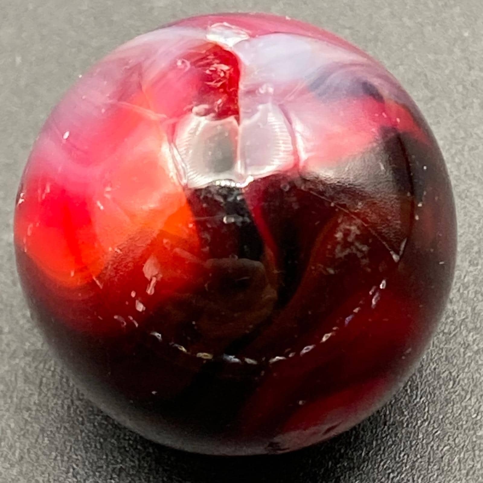 Vintage Glass Marbles / 25 Iridescent Red Orange Cadmium / Small / Glows / No 24
