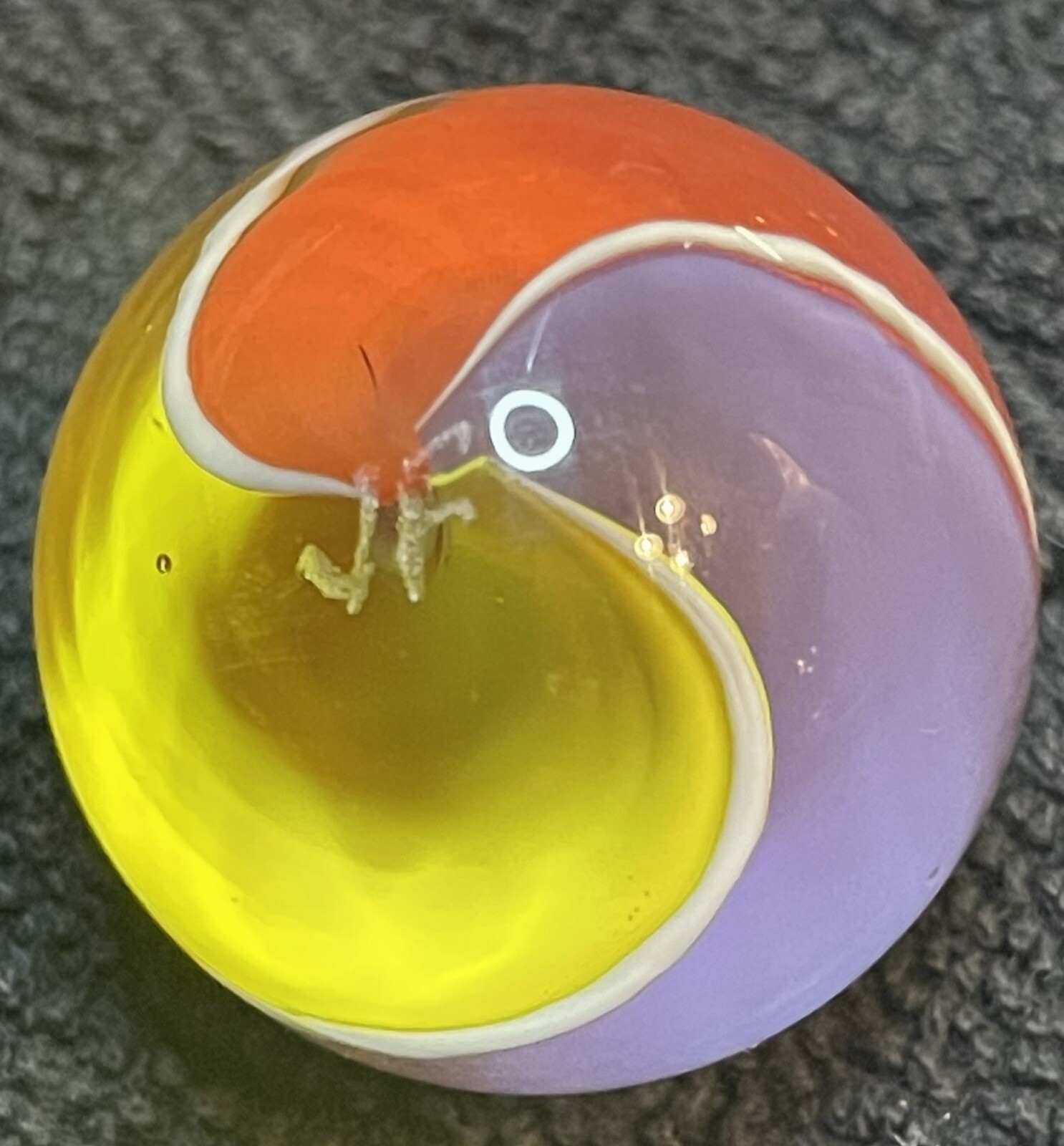 Multicolor Ribbon Core Marble Signed J.F. – Jody Fine or Fritz Possibly.