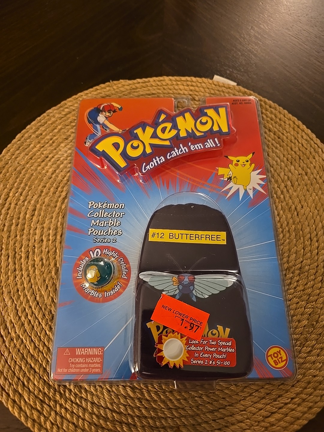 Vtg Pokémon ToyBiz Collector Marble Pouch Series #12 Butterfree