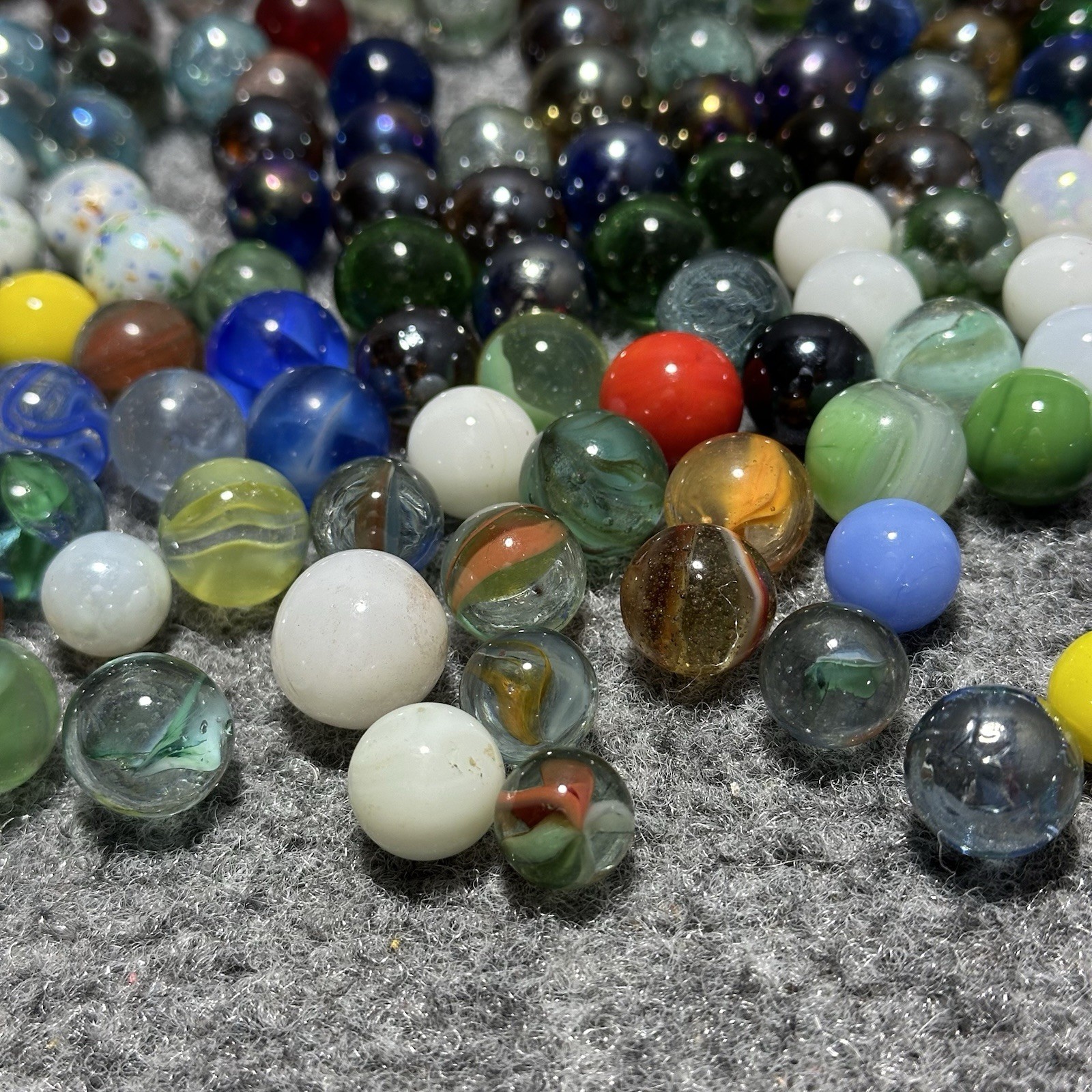 Marbles Lot of 100+ Swirls, Akro, Peltier, Virto, M.F.+ Vintage Estate Sale Find