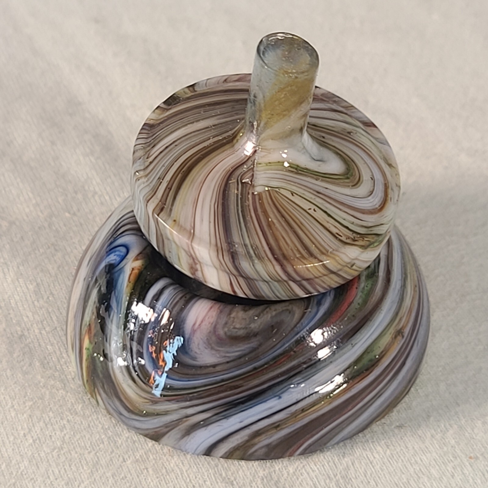 ANDY DAVIS, Glass Art Spinning Top & Base, Jabo Joker Run (?), #360F