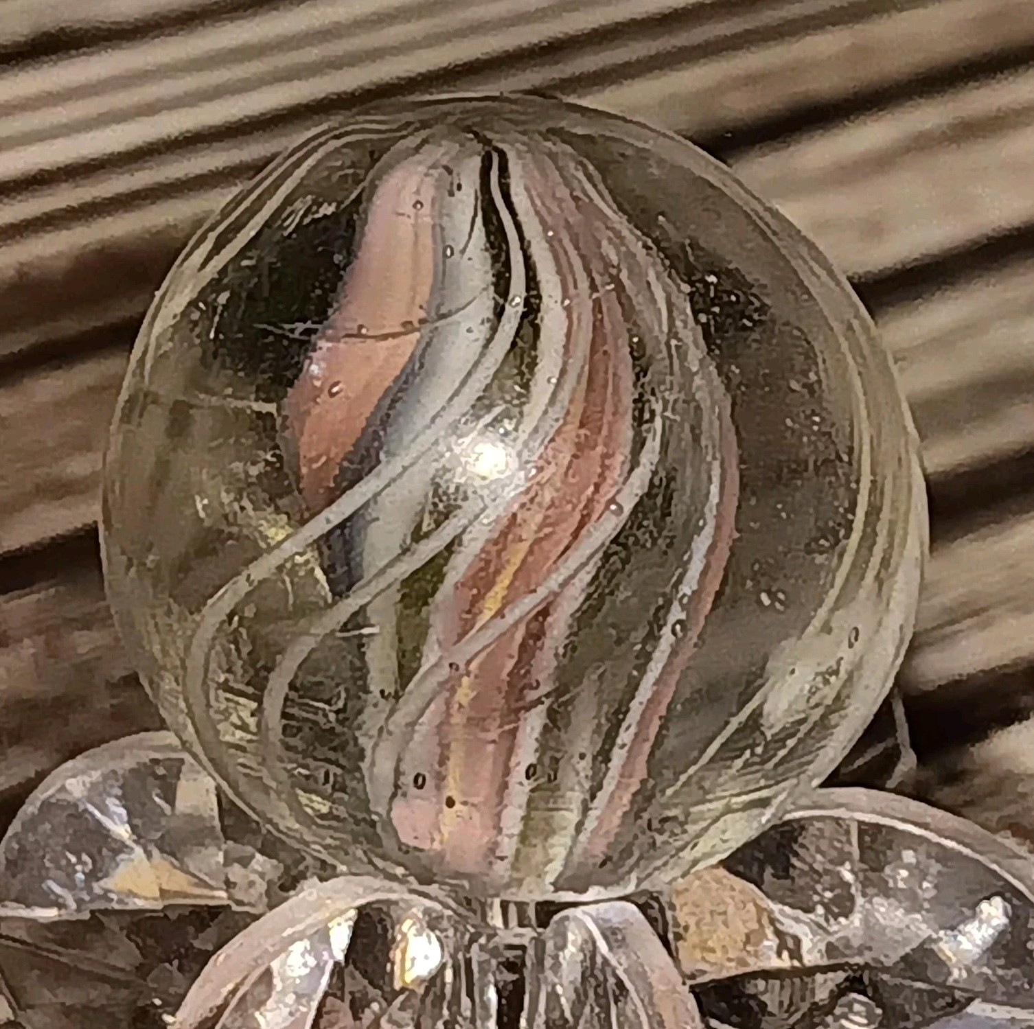 German Divided Core Swirl Marble. .69″ Nm(-). Antique Handmade Marble.
