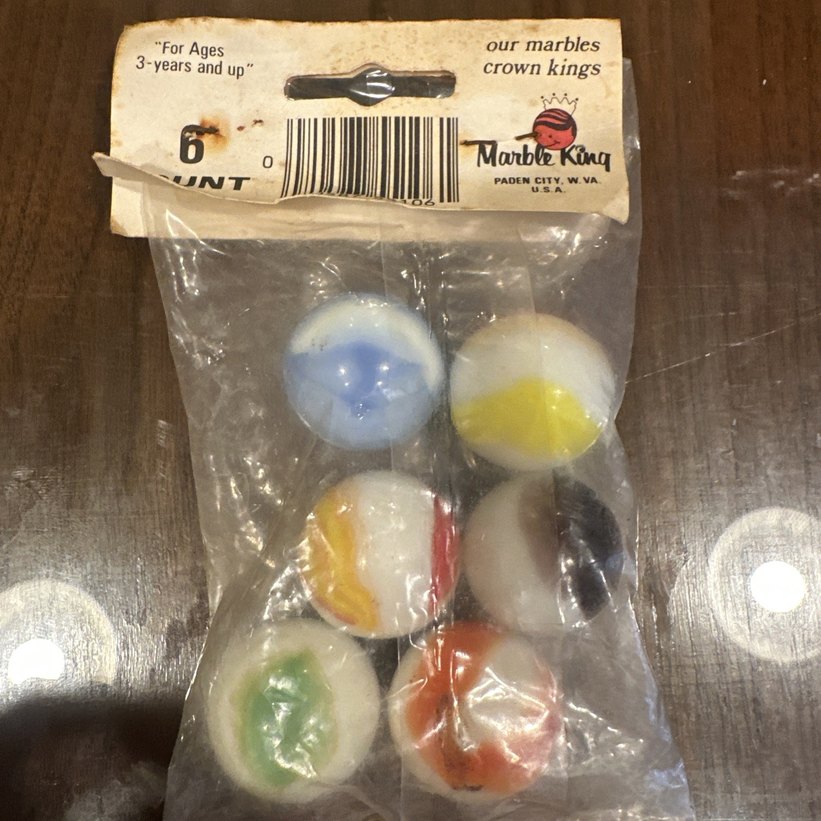 New Old Stock MARBLE King BOWLERS 6 MARBLES IN ORIGINAL PACK, 7/8 inch T42