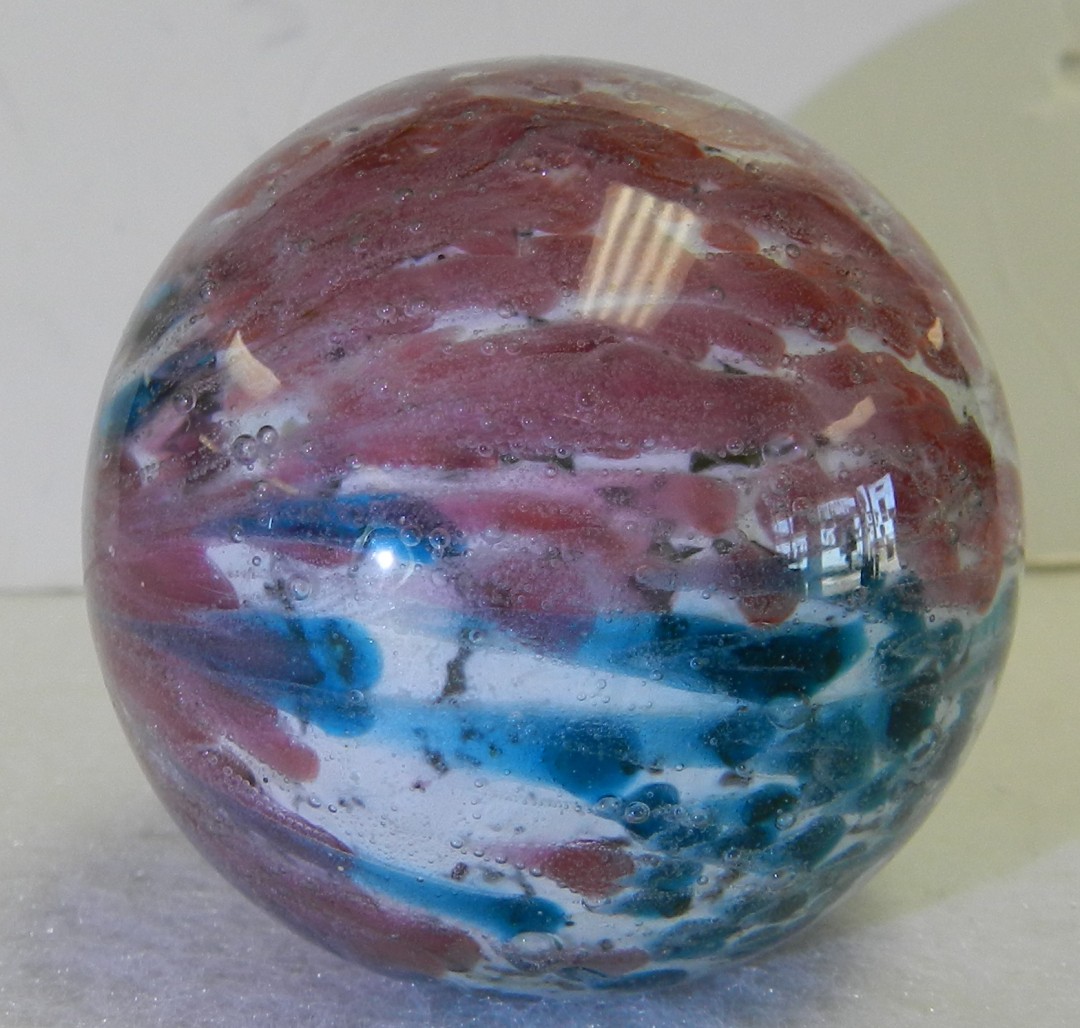#20591m Huge Vintage German Handmade Single Pontil Onionskin Marble 1.76 Inches