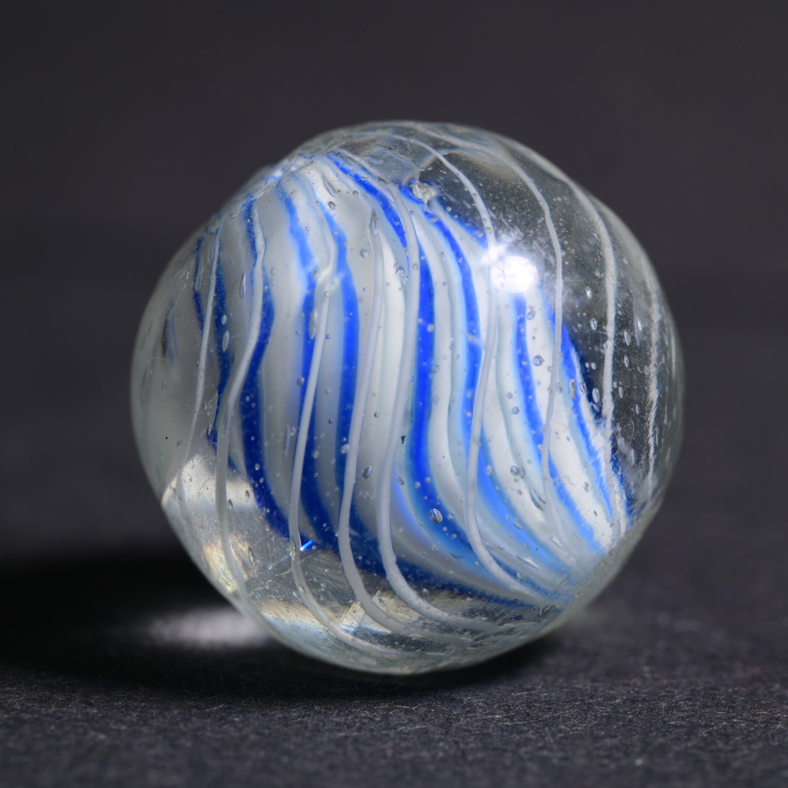 Candy Cane Solid Core German Handmade Antique Marble Caged Cobalt 17.9mm 11/16”