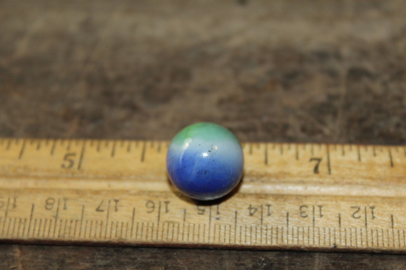 Vintage Machine Made Marble White Blue Green White Swirl