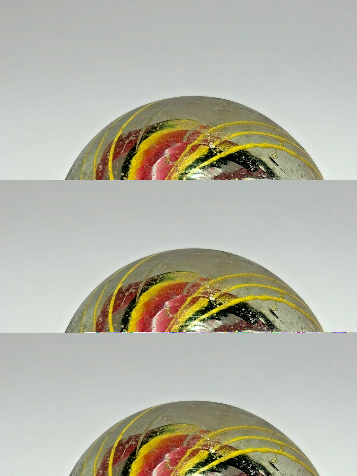 Antique German Handmade Divided Core Jelly Ribbon Marble 1-45/64″ NM+ E3.22