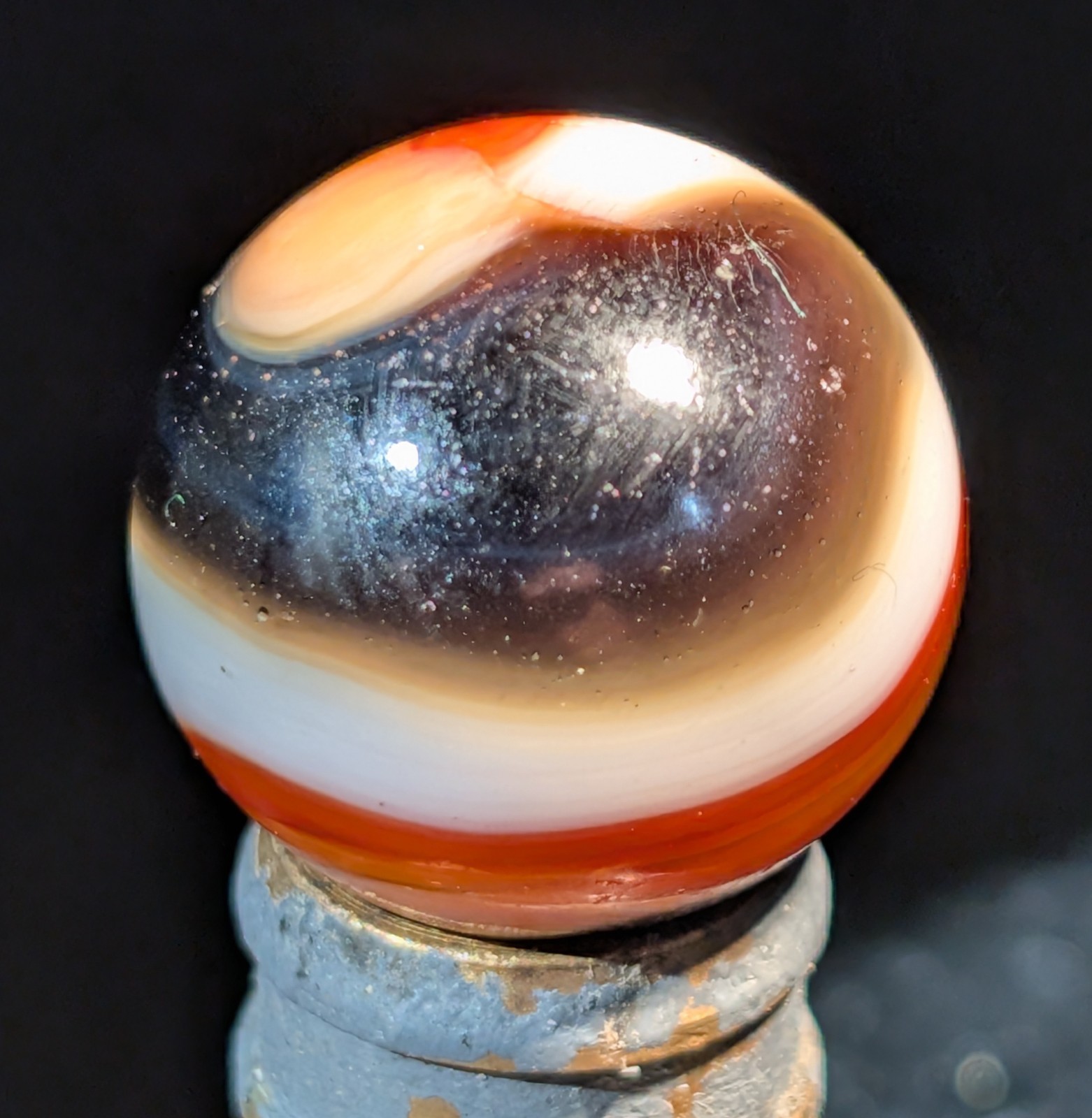 Rare Akro Agate Indian Blanket Special Corkscrew Marble 41/64″ NM- 8.3
