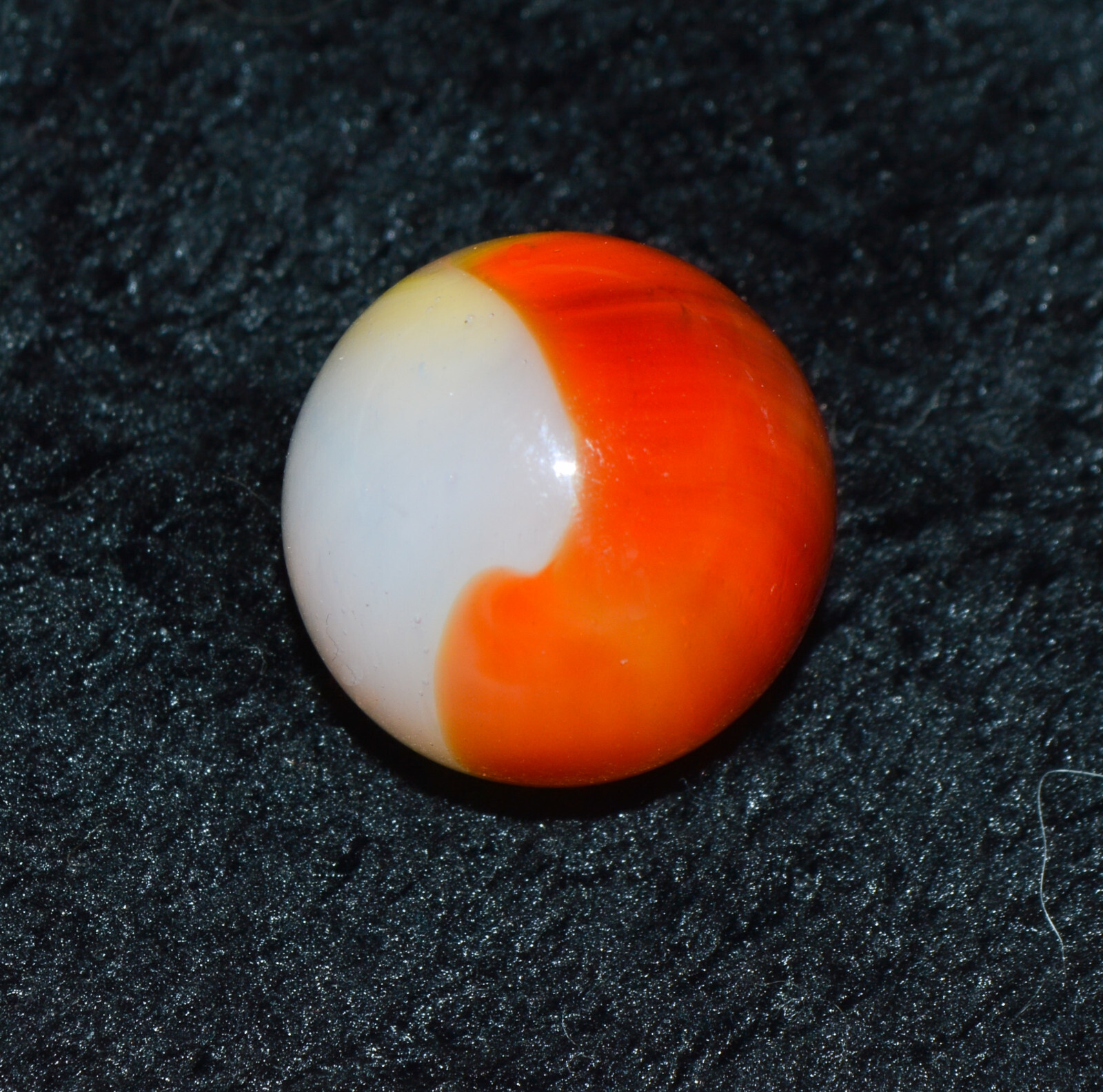 Vintage Akro Agate Peltier Slag Red White Yellow Orange Cloudy White Marble