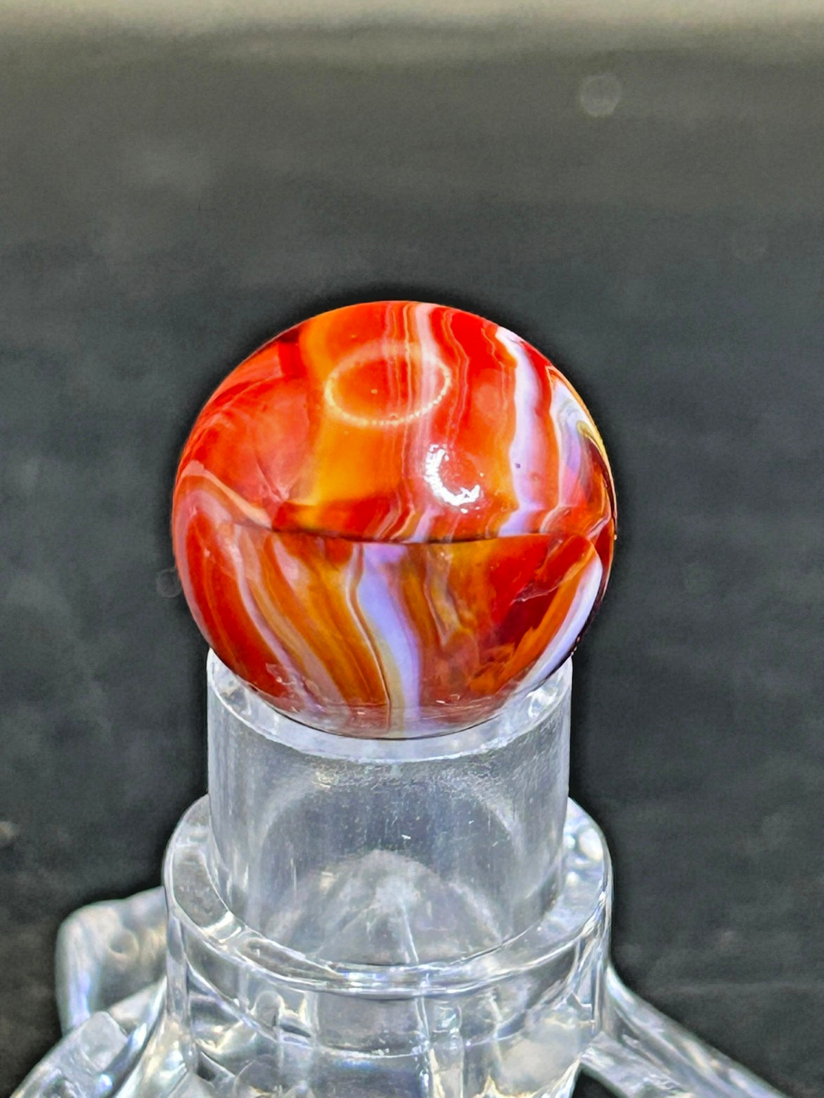 Vintage Christensen Agate (CAC) Slag Marble, Red/White Swirl, .70″, Mint, #B2