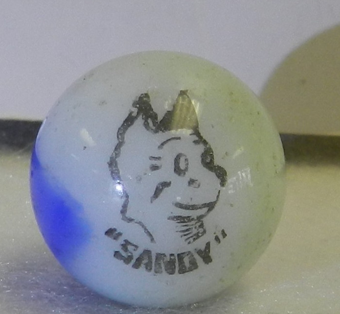 #19836m Original Vintage Peltier Glass Comic Marble Sandy NM .70 Inches