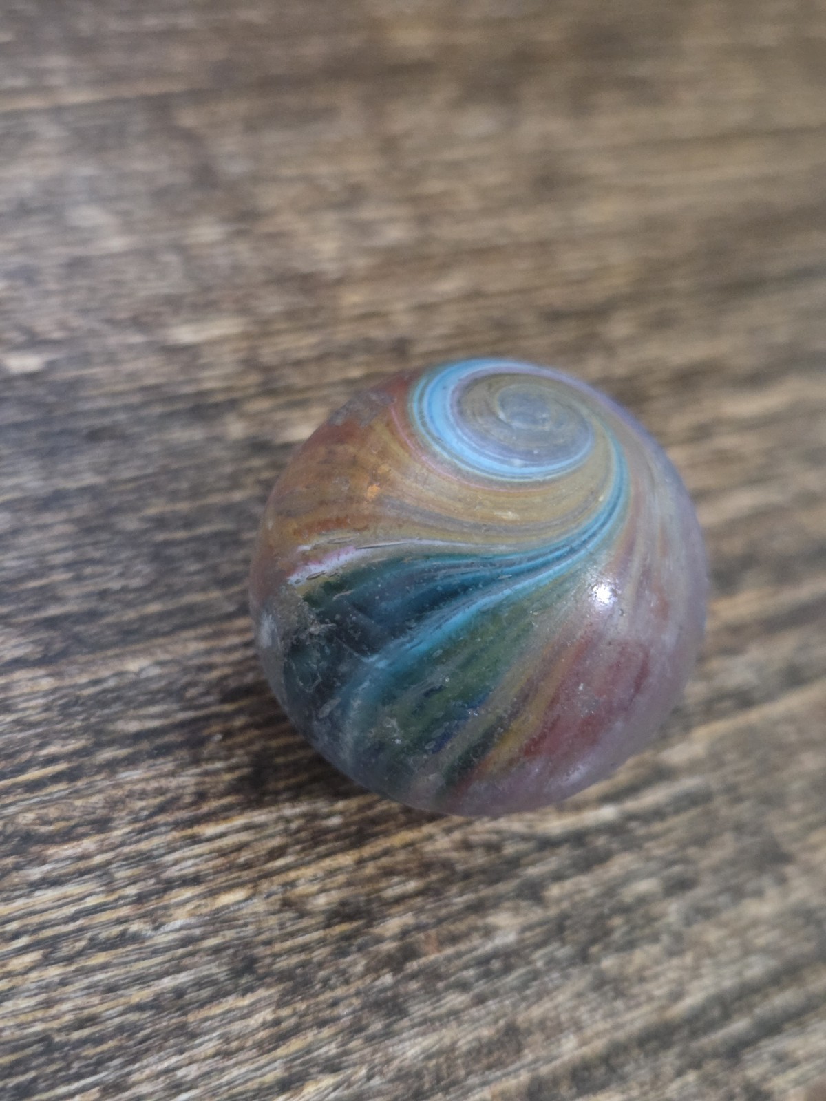 1.11″ Antique Vintage German Handmade Multi Colored Onionskin Marble