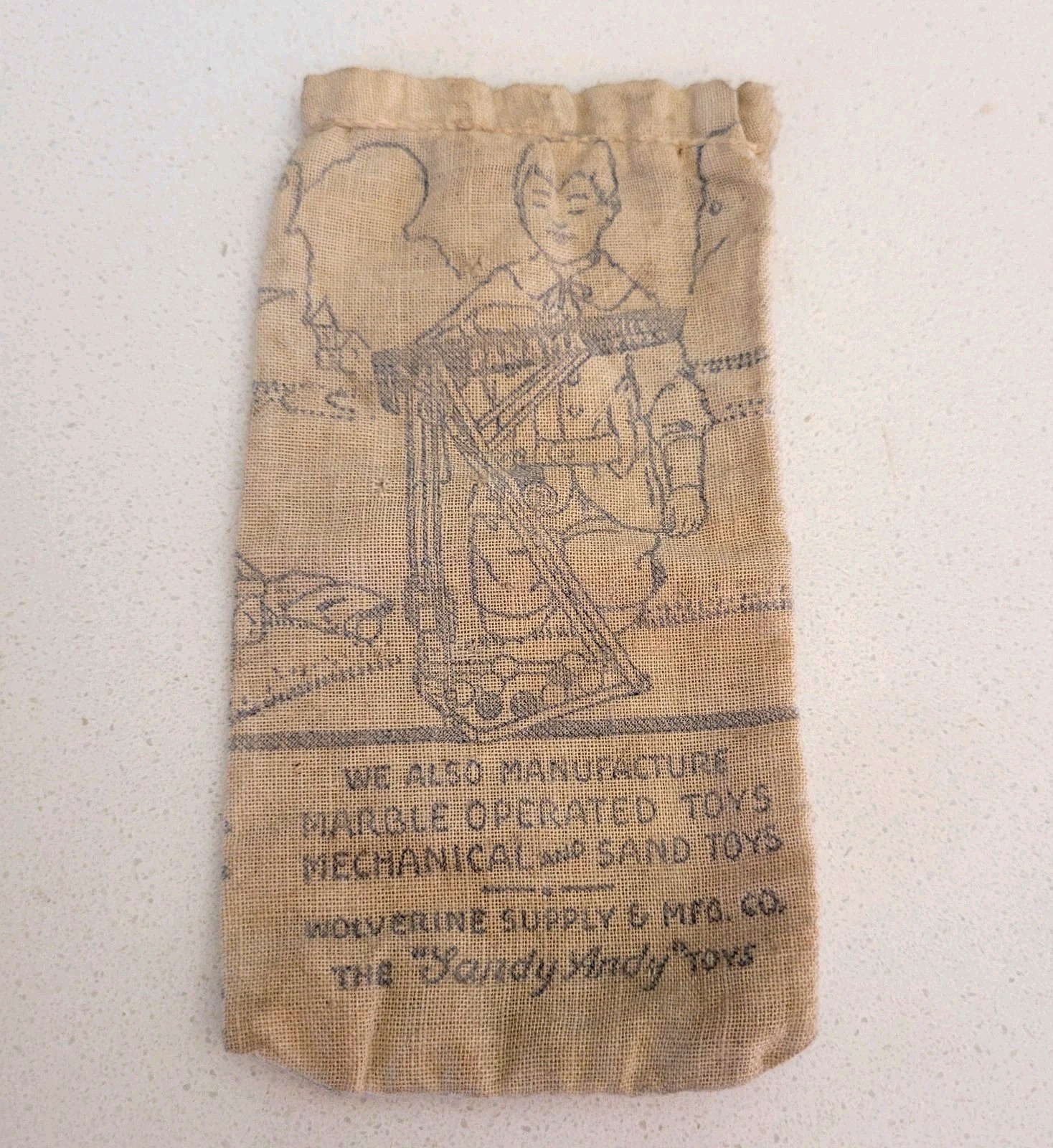 Original 1″ Steelies Marble Bag Sandy Andy Toys Panama Pile Driver Toy 1907-1930