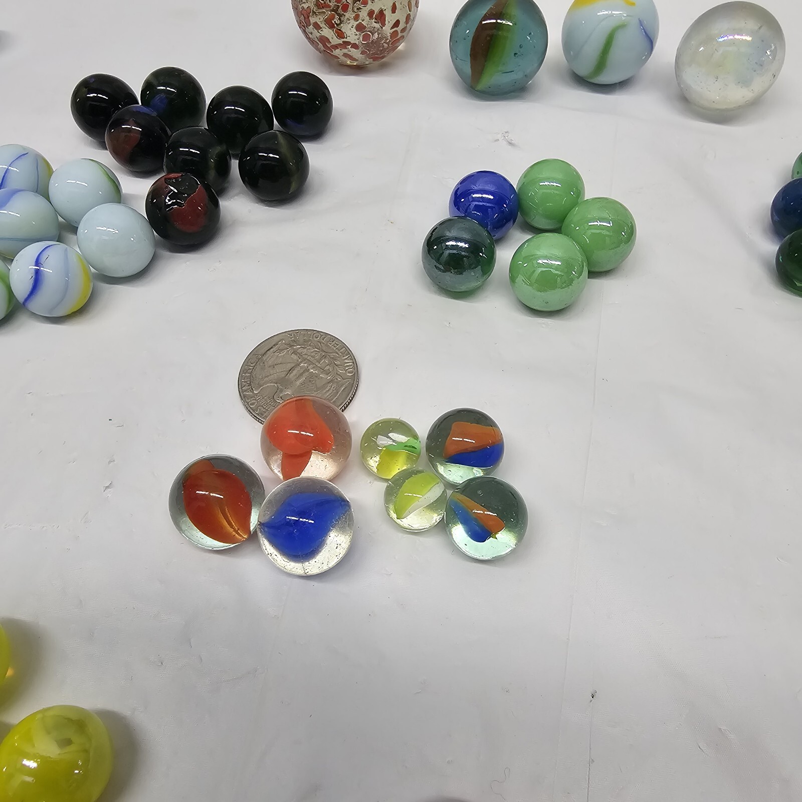Huge Lot Of Vintage Marbles 165+ Large And Small 18 Mixed Varieties