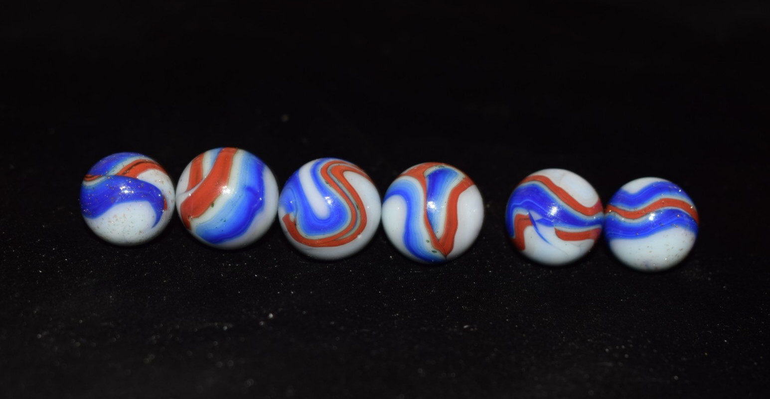 🗽➖⏩DAS lot of 6 Carnival run 🟥⬜🟦OXBLOODS size .718″=18mm MINT