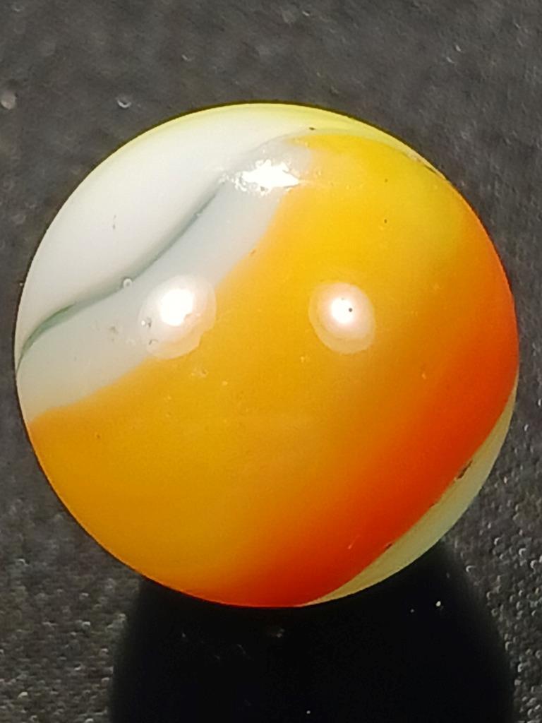 Vitro Agate .55″ Robin Egg Blue Orange Yellow Tiger Eye NM Serious Marble A160
