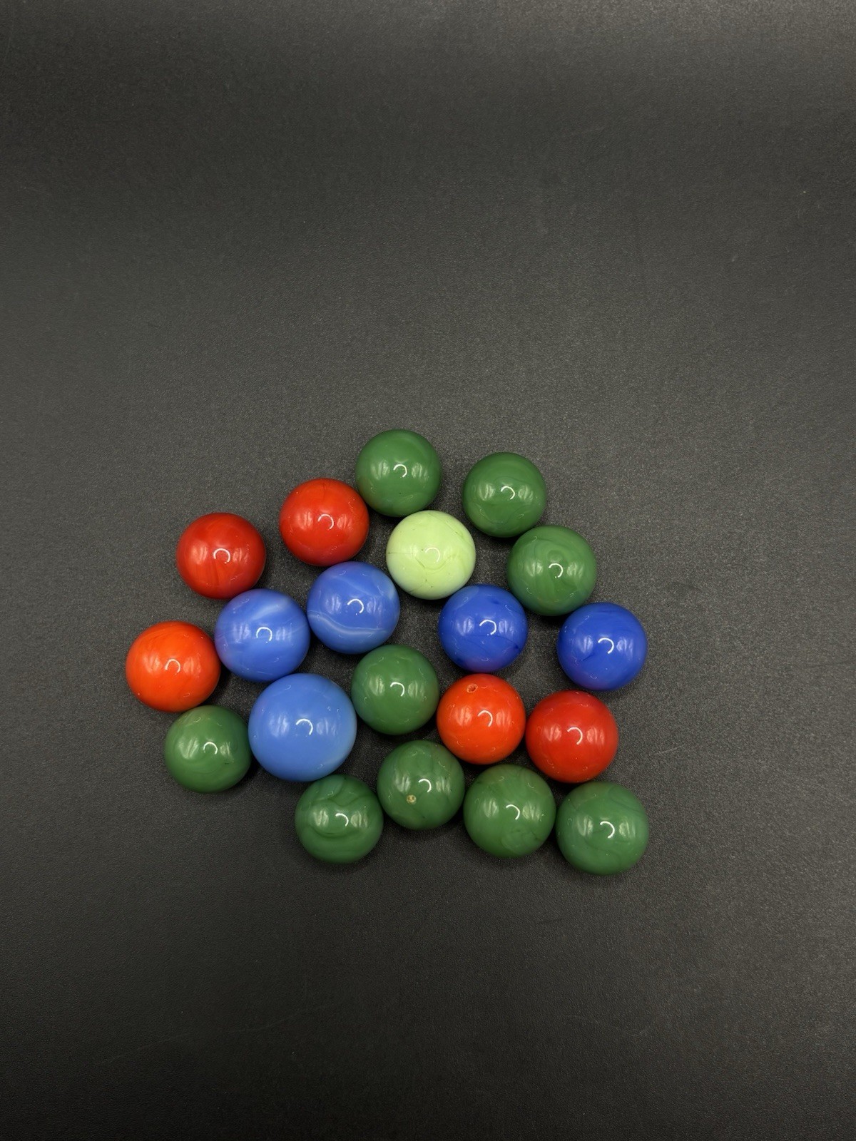 Vintage Opaque Swirl Glass Marbles Lot of 20 Red Blue Green Includes One Shooter