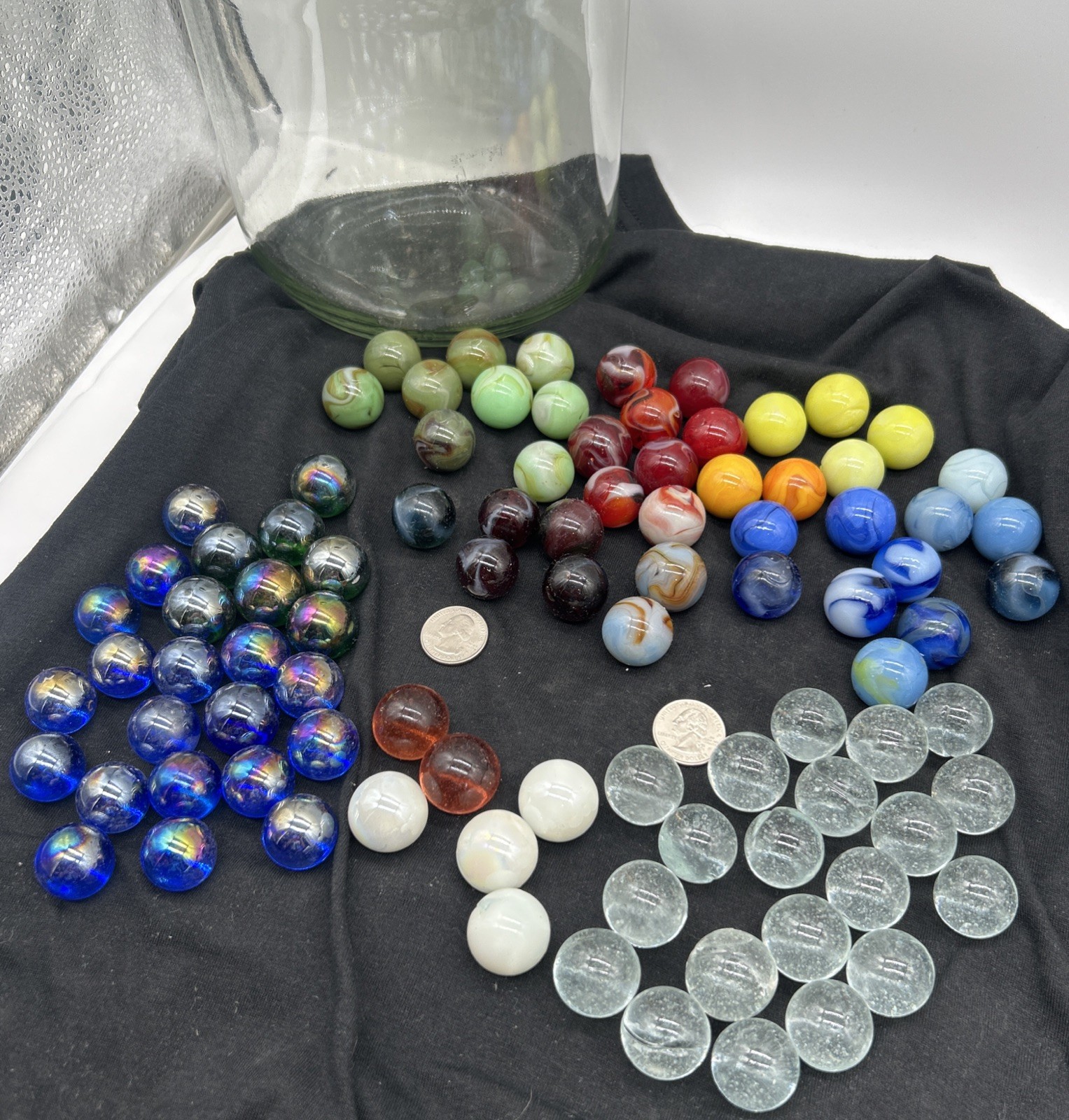 Vtg Old Akro 92 Glass Color Swirl Marbles Kokomo Agate Peltier Christensen M5