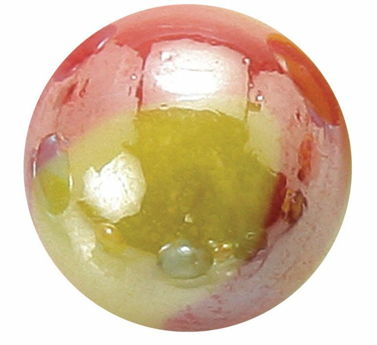 Pk 500 Sun 12mm (1/2 inch) PeeWee Glass Marbles Iridescent Yellow w Red Swirls