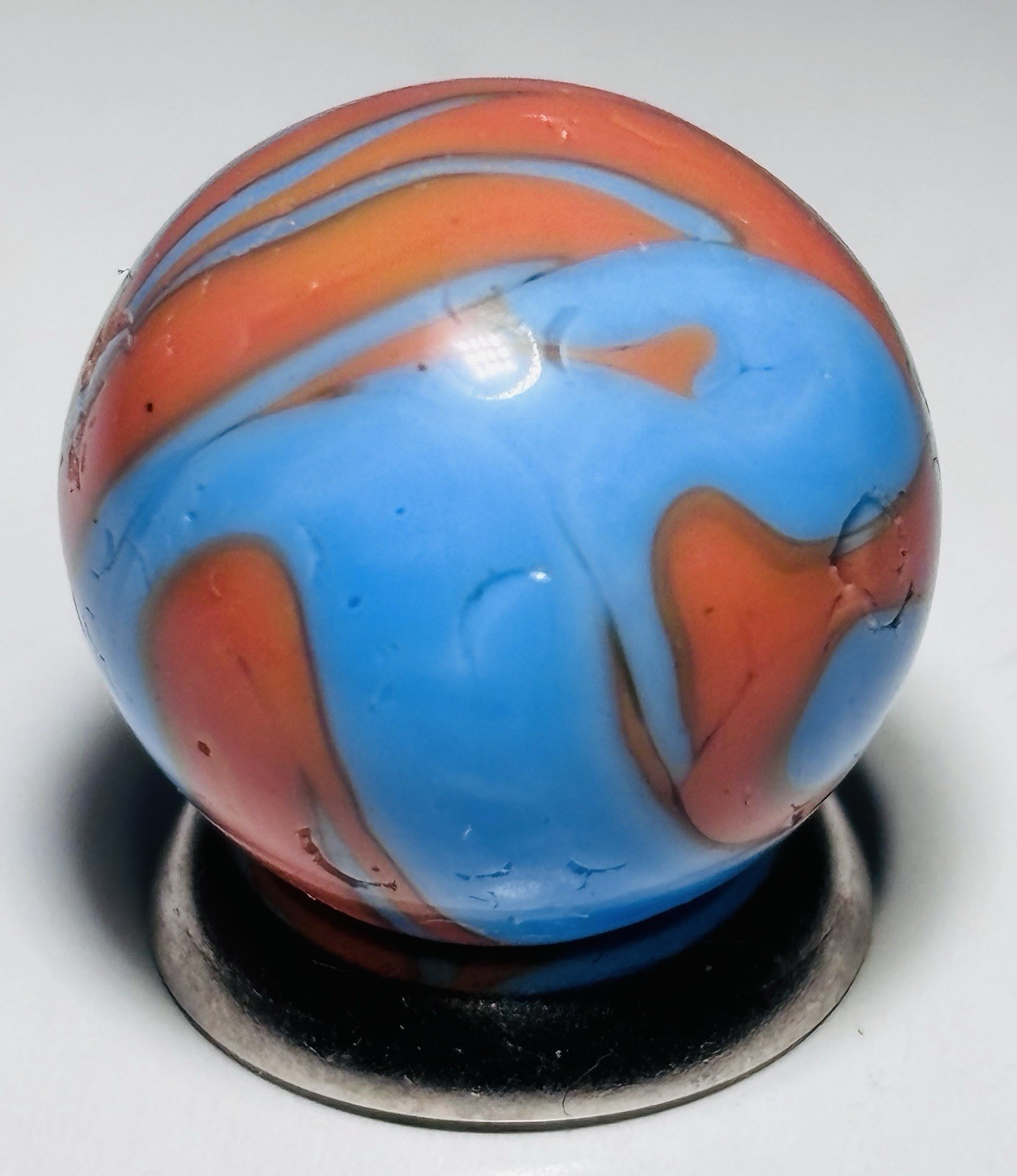Christensen Agate Co Two Color Flame Swirl Marble.67” In Near Mint- Condition