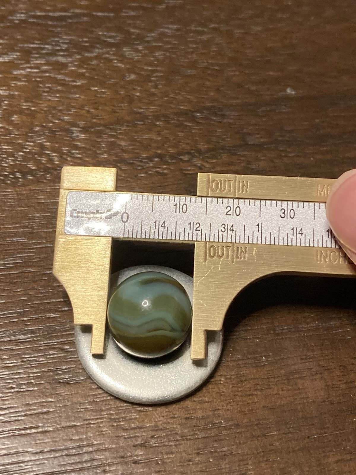 Akro Agate Green Brown Glass Slag Swirl Marble Vintage Mint 5/8 Combined Ship
