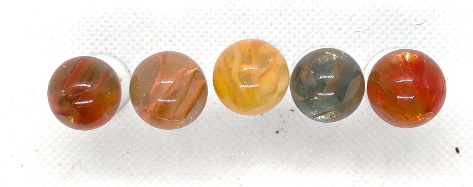 Lot of 10 Vintage Glass Marbles Cat’s eye Swirl 4-7 Veins Various Colors