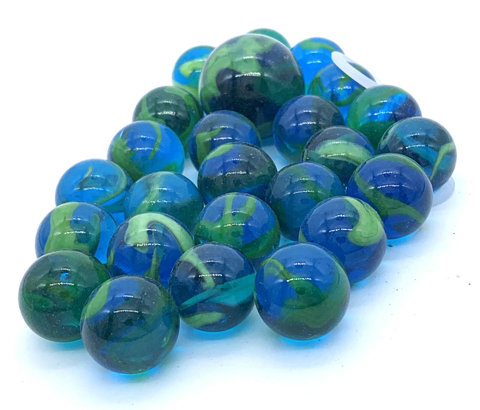Net Bag of 25 “Sea Turtle” Glass Mega Marbles 24 Players and 1 Shooter 2006-2009