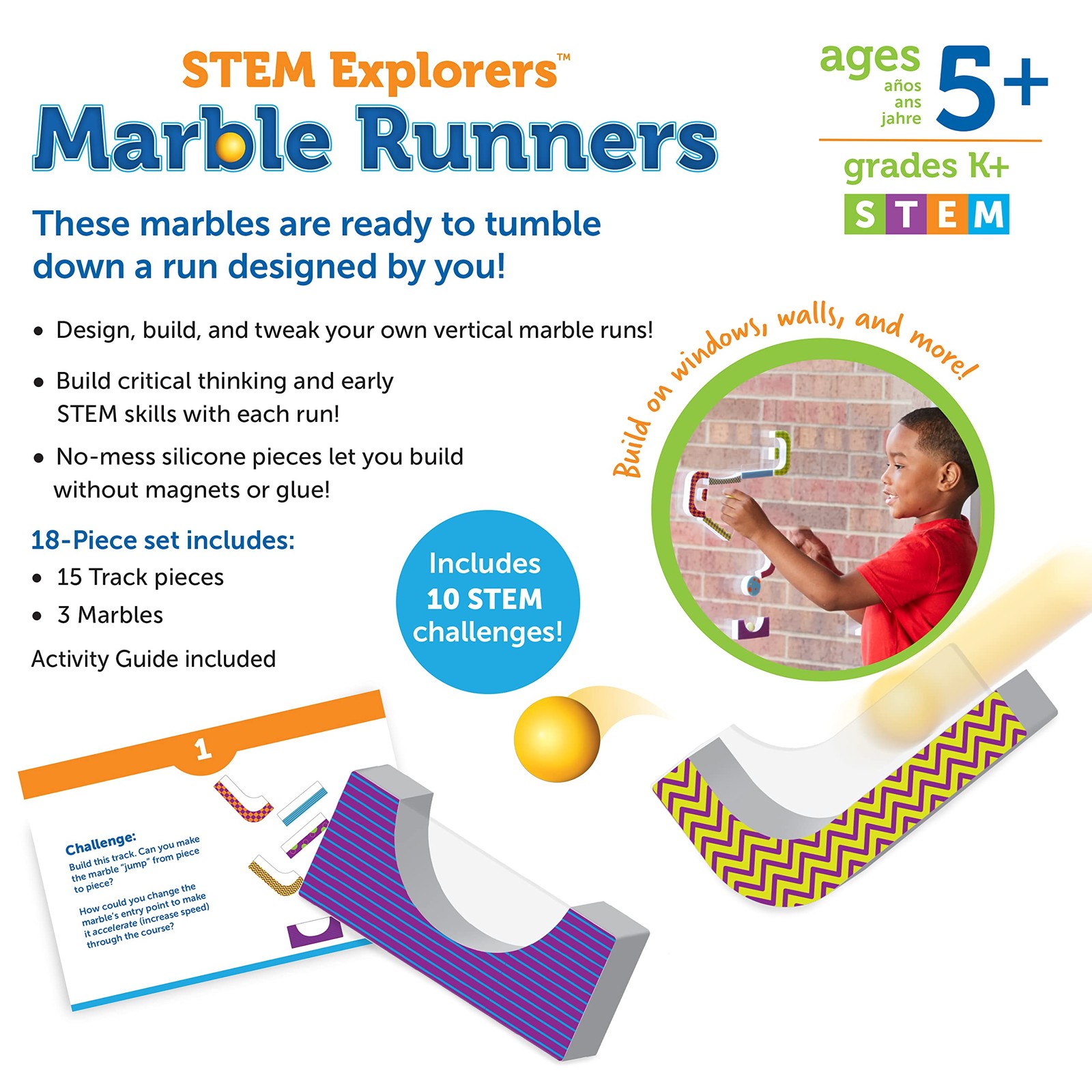 Learning Resources STEM Explorers Marble Runners – 9 x 10 x 4.5 inches, Multi
