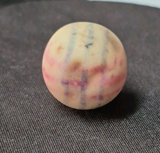 ANTIQUE HELIX LINED UNGLAZED PROCELIAN CLAY MARBLE