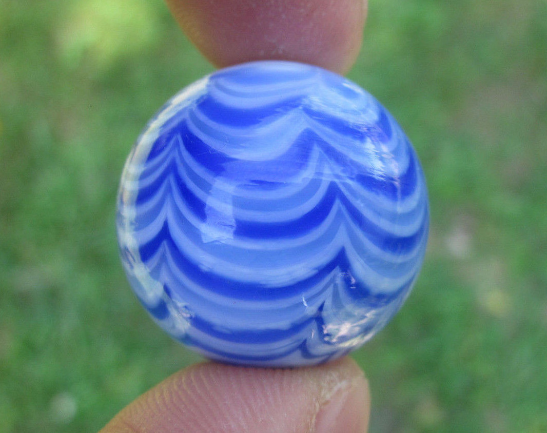 25mm BLUE RIALTO Handmade art glass pattern design Marbles ball Large 1″ SHOOTER