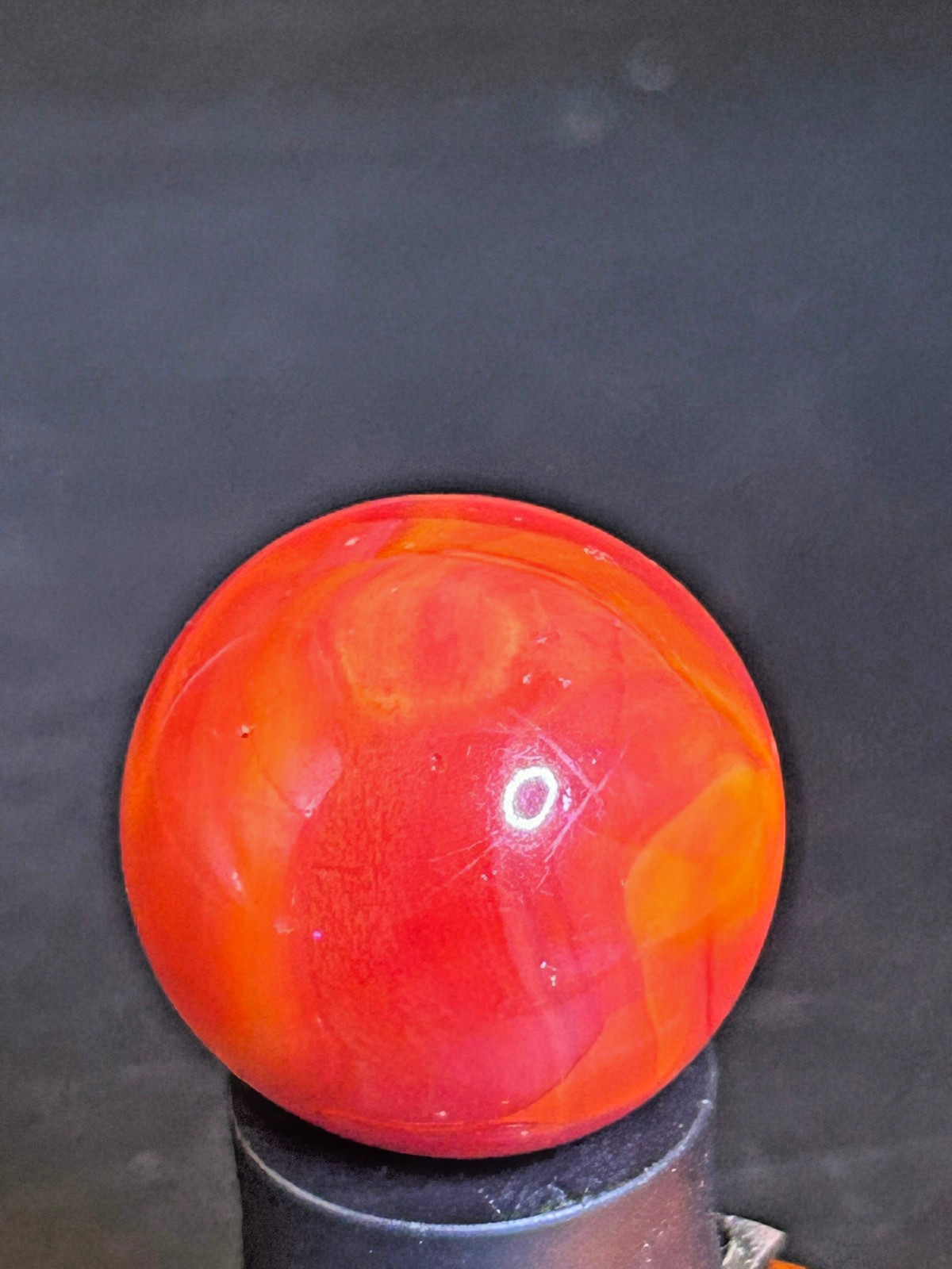 Vitro Agate Tomato Marble Persimmon Orange UV+ Swirl .89″ Near Mint+, SH22