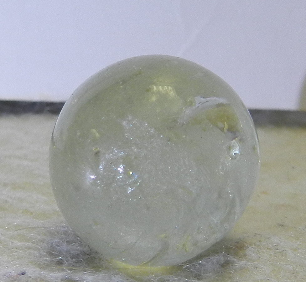 #17798m Vintage German Handmade Clear Glass Mica Marble .70 Inches