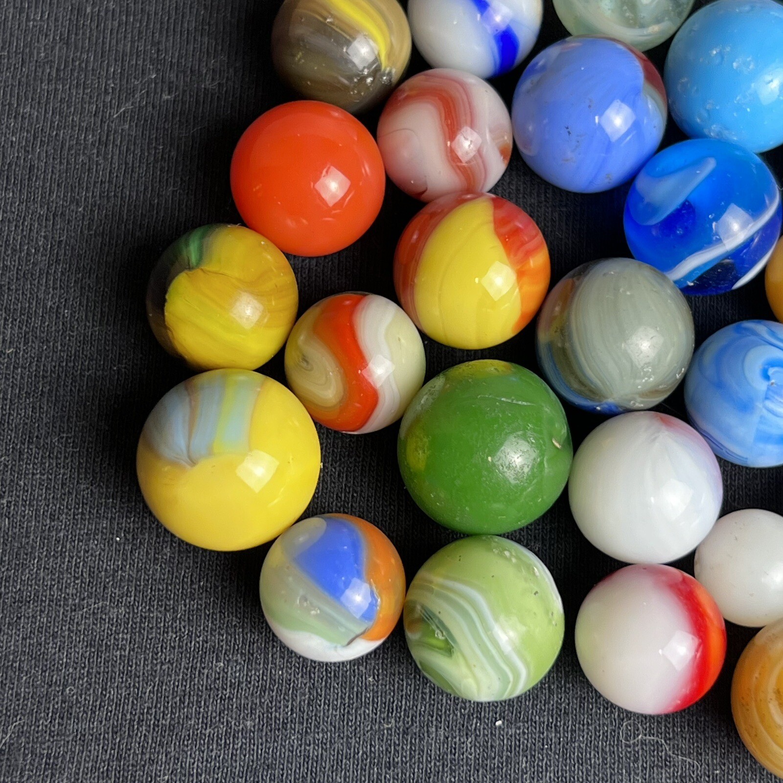 VTG Old Glass Akro Agate Peltier Christensen Glass Swirl Marble 44 LOT NICE!