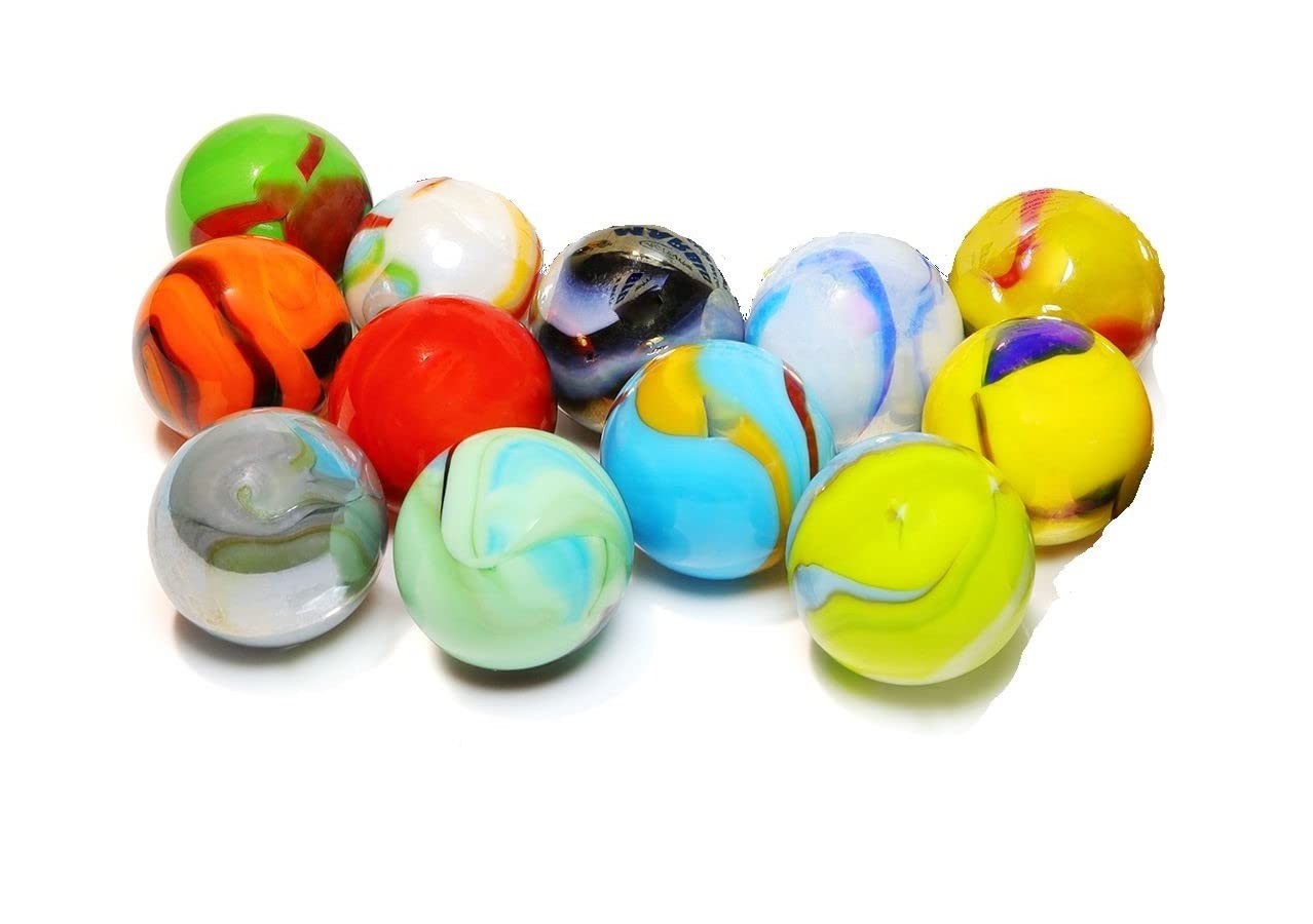 ACTIVITYYA Set of 12 Glass Shooter Marbles – Size 7/8-inch 22mm – Marble Game…
