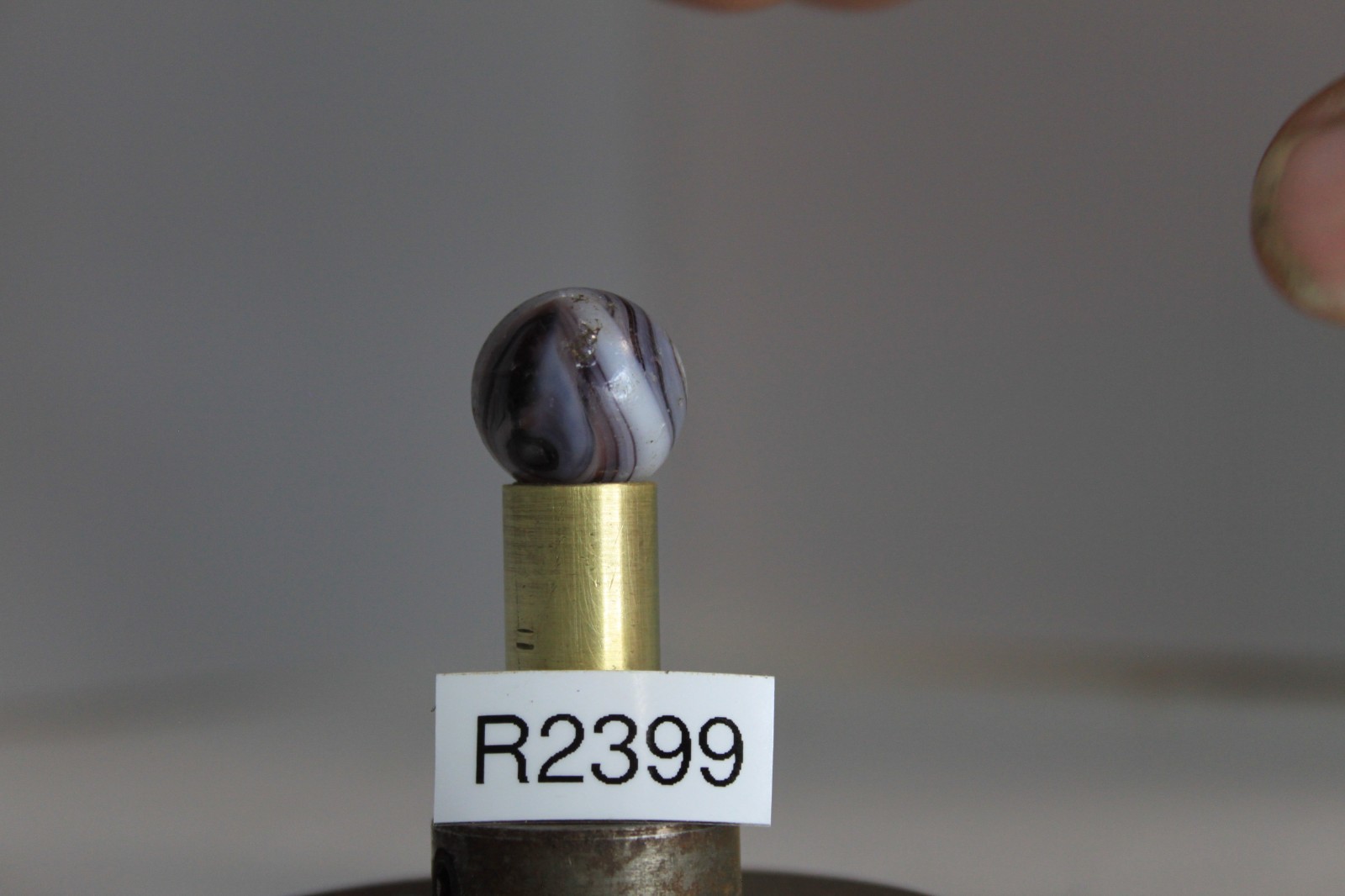 CHRISTENSEN AGATE MARBLE COLD ROLLED PURPLE OPAQUE WHITE 11/16″ CIRCA 1925-1933