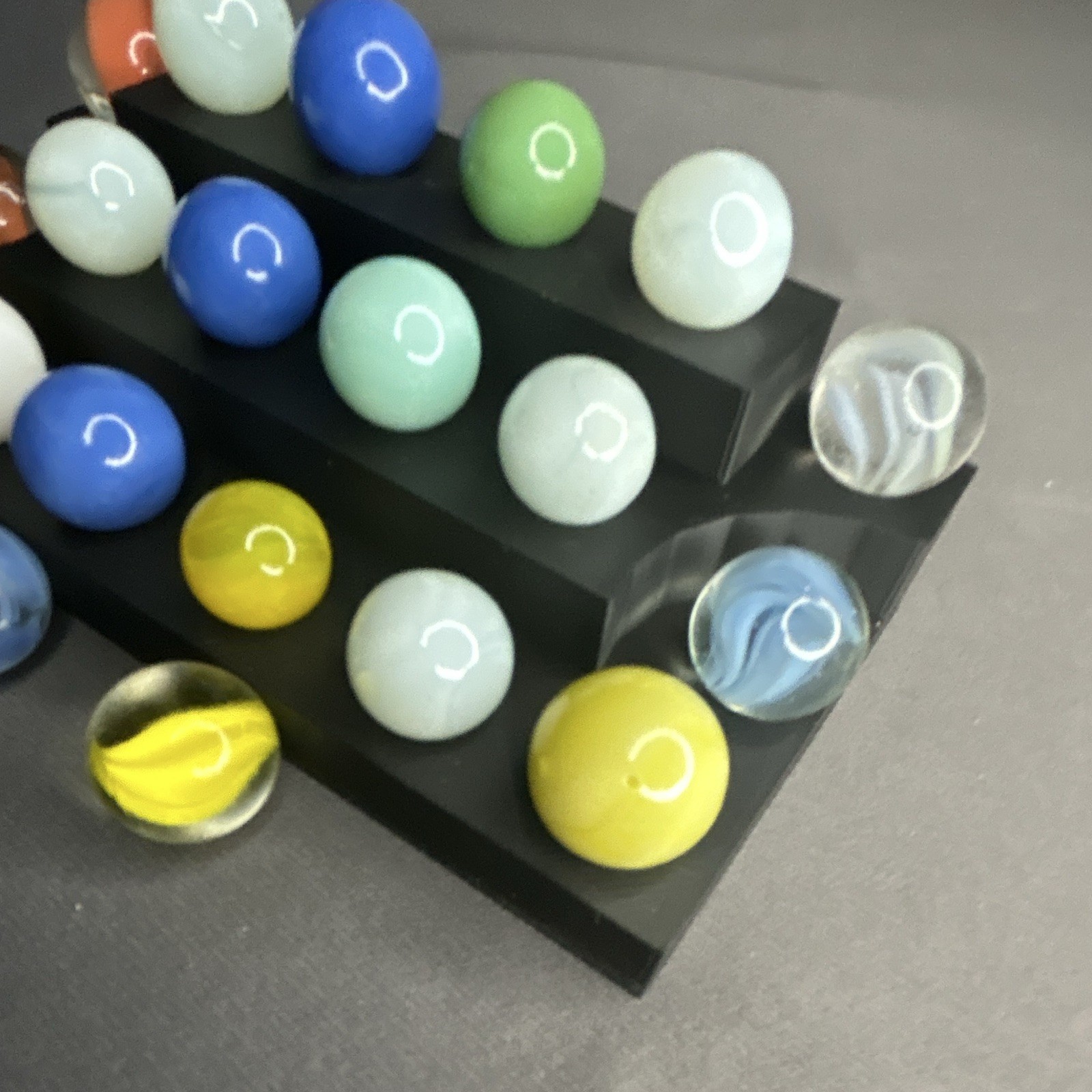 Assorted Glass Toy Marbles, Mixed Colors, lot of 20, UV Reactive (bag 17)