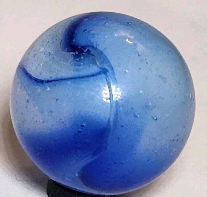 PELTIER GLASS CO. “INKY” ‘Rainbo’ .61″ Vintage Marble