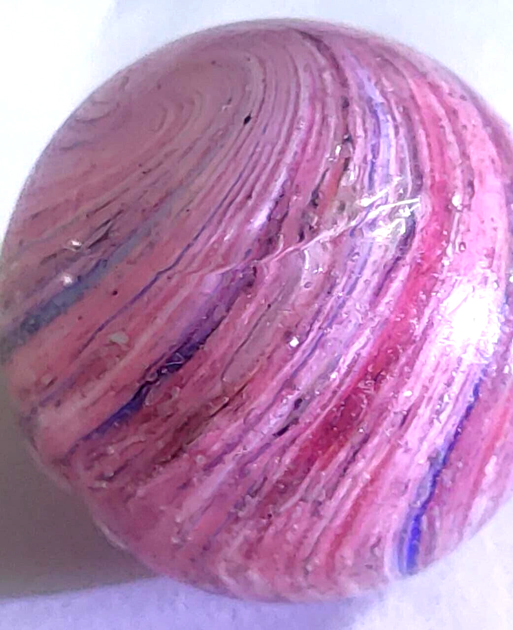TOY MARBLE onionskin light shrunken tornado swirl ,0.96” mica pink, blue EOC