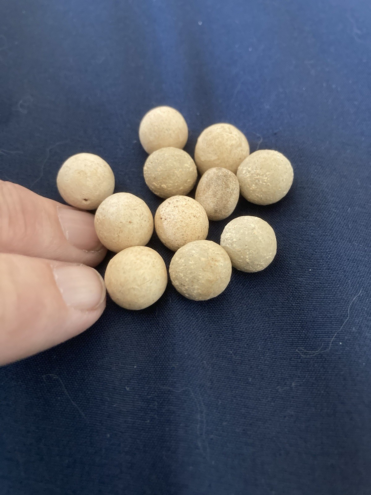 Vtg Antique Handmade Earthen Clay Stone Assorted Tan/beige – 11 Marble Lot