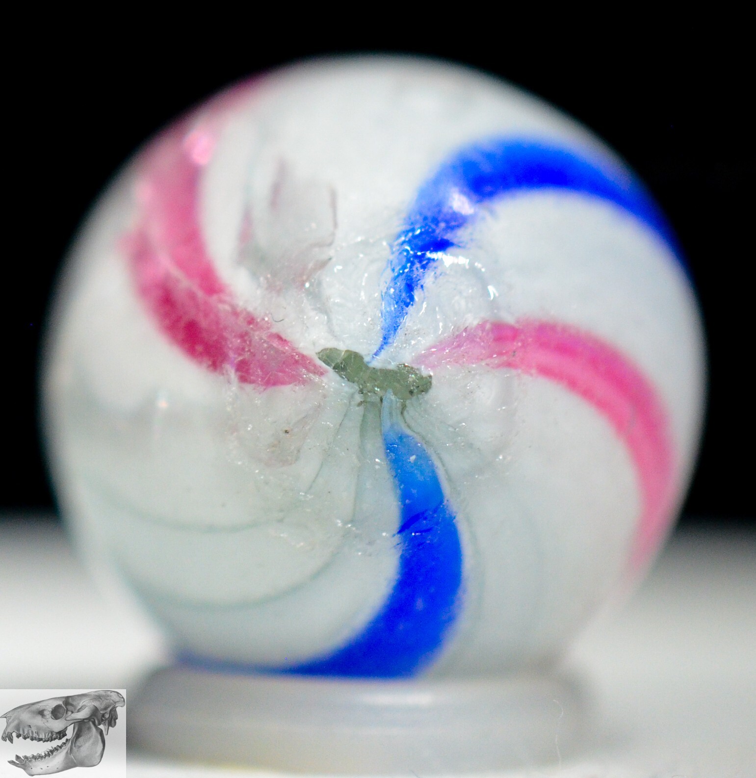 Handmade Peppermint Swirl Marble, 11/16 in, Near Mint, Germany, 1860-1920, S1197